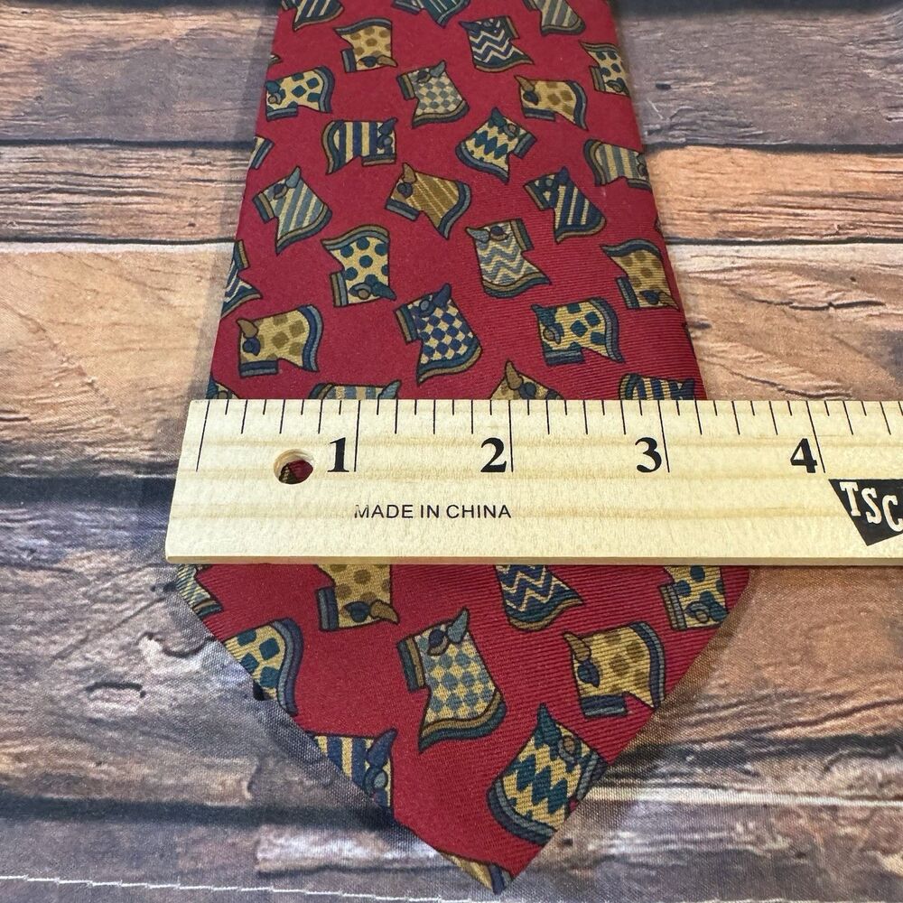 Countess Mara Men's Red Silk Novelty Tie Medieval Horse Pattern Necktie Abstract - Picture 5 of 5
